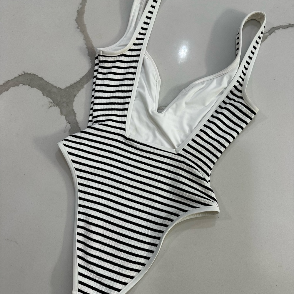 SOLD OUT L Space Coco Sail Away Stripe V-Neck Plunge One Piece Swimsuit - Picture 5 of 5